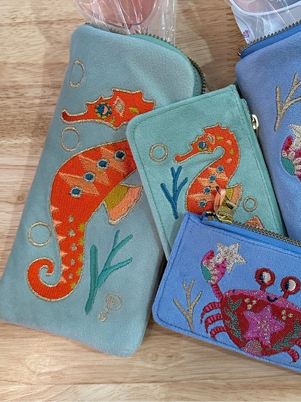 POWDER Embroidered Velvet Sunnies Seahorse Pouch
